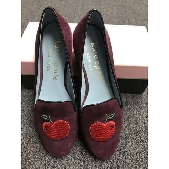 Kate Spade Women Shoes Grenache Apple Suede flats Size 8.5M Rhinestone Heels - Picture 1 of 8